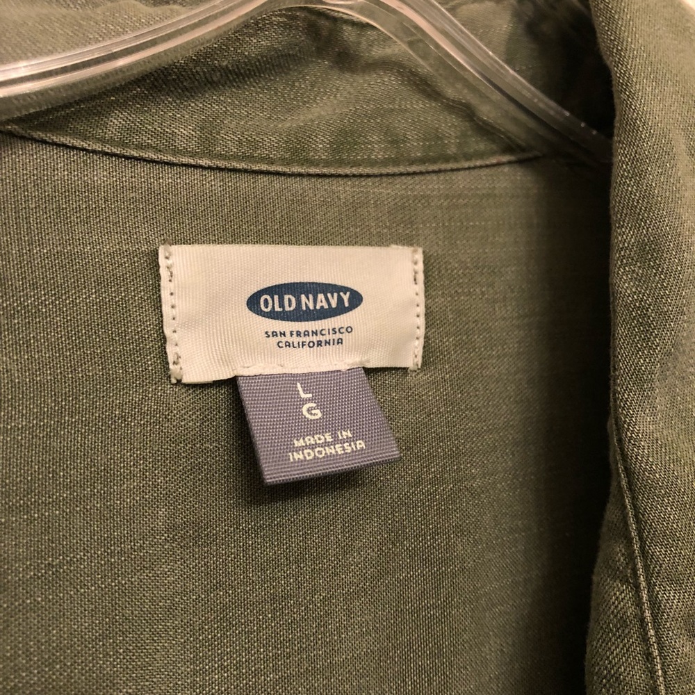 Old Navy Army Green Button Down - Picture 2 of 5